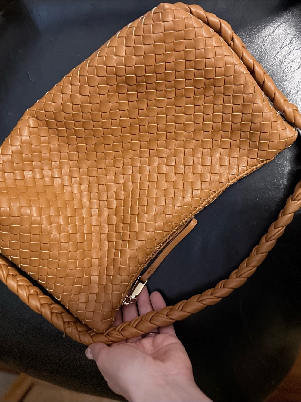 Braided Woven Shoulder Bag in Tan